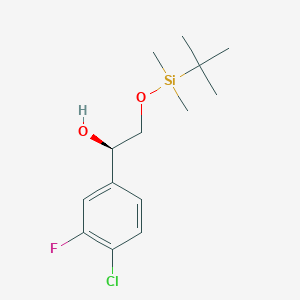 molecular formula C14H22ClFO2Si B2998813 (R)-2-((tert-butyldimethylsilyl)oxy)-1-(4-chloro-3-fluorophenyl)ethanol CAS No. 1395078-43-9