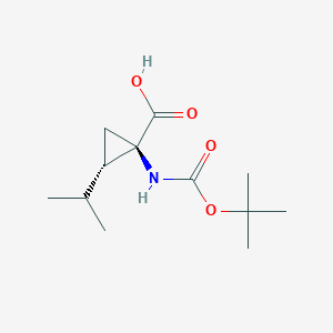 molecular formula C12H21NO4 B2998818 (1R,2S)-1-[(2-Methylpropan-2-yl)oxycarbonylamino]-2-propan-2-ylcyclopropane-1-carboxylic acid CAS No. 168254-64-6