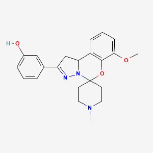 molecular formula C22H25N3O3 B2998824 3-(7-Methoxy-1'-methyl-1,10b-dihydrospiro[benzo[e]pyrazolo[1,5-c][1,3]oxazine-5,4'-piperidin]-2-yl)phenol CAS No. 899728-13-3