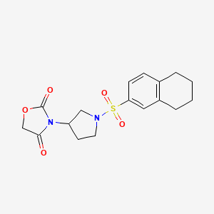 molecular formula C17H20N2O5S B2998835 3-(1-((5,6,7,8-Tetrahydronaphthalen-2-yl)sulfonyl)pyrrolidin-3-yl)oxazolidine-2,4-dione CAS No. 1904342-88-6