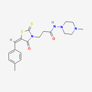 molecular formula C19H24N4O2S2 B2998839 3-[(5E)-5-[(4-methylphenyl)methylidene]-4-oxo-2-sulfanylidene-1,3-thiazolidin-3-yl]-N-(4-methylpiperazin-1-yl)propanamide CAS No. 380578-19-8