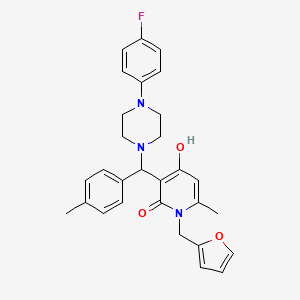 molecular formula C29H30FN3O3 B2998842 3-((4-(4-fluorophenyl)piperazin-1-yl)(p-tolyl)methyl)-1-(furan-2-ylmethyl)-4-hydroxy-6-methylpyridin-2(1H)-one CAS No. 897612-80-5