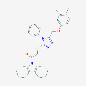 molecular formula C31H34N4O2S B299885 9-[({5-[(3,4-dimethylphenoxy)methyl]-4-phenyl-4H-1,2,4-triazol-3-yl}sulfanyl)acetyl]-2,3,4,5,6,7,8,9-octahydro-1H-carbazole 