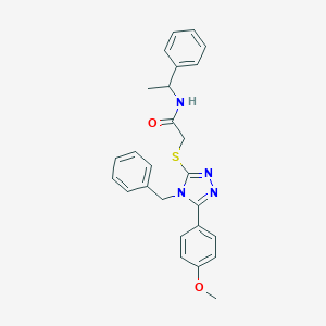 molecular formula C26H26N4O2S B299886 2-{[4-benzyl-5-(4-methoxyphenyl)-4H-1,2,4-triazol-3-yl]sulfanyl}-N-(1-phenylethyl)acetamide 