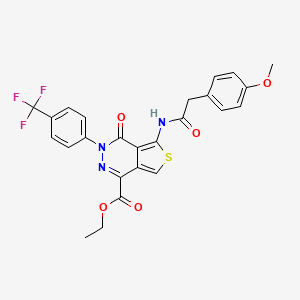 Ethyl 5-(2-(4-methoxyphenyl)acetamido)-4-oxo-3-(4-(trifluoromethyl)phenyl)-3,4-dihydrothieno[3,4-d]pyridazine-1-carboxylate