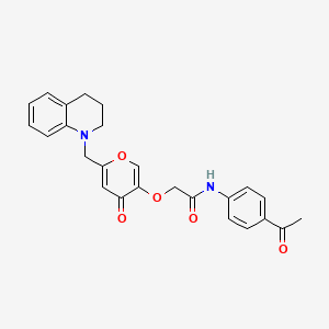 molecular formula C25H24N2O5 B2998869 N-(4-乙酰苯基)-2-((6-((3,4-二氢喹啉-1(2H)-基)甲基)-4-氧代-4H-吡喃-3-基)氧基)乙酰胺 CAS No. 898441-06-0