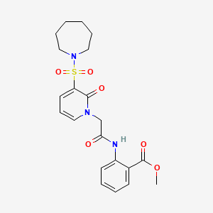 molecular formula C21H25N3O6S B2998873 2-(2-(3-(氮杂环-1-磺酰基)-2-氧代吡啶-1(2H)-基)乙酰氨基)苯甲酸甲酯 CAS No. 1251705-24-4