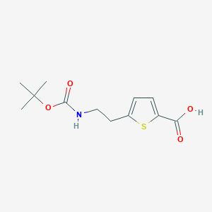 molecular formula C12H17NO4S B2998889 5-[2-[(2-Methylpropan-2-yl)oxycarbonylamino]ethyl]thiophene-2-carboxylic acid CAS No. 2490406-89-6
