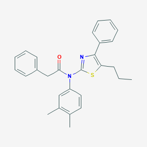 molecular formula C28H28N2OS B299889 N-(3,4-dimethylphenyl)-2-phenyl-N-(4-phenyl-5-propyl-1,3-thiazol-2-yl)acetamide 