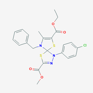molecular formula C23H22ClN3O4S2 B299890 7-Ethyl 3-methyl 9-benzyl-1-(4-chlorophenyl)-8-methyl-4,6-dithia-1,2,9-triazaspiro[4.4]nona-2,7-diene-3,7-dicarboxylate 