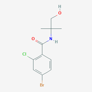 molecular formula C11H13BrClNO2 B2998900 4-bromo-2-chloro-N-(1-hydroxy-2-methylpropan-2-yl)benzamide CAS No. 1157320-22-3