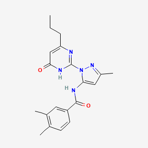 3,4-dimethyl-N-(3-methyl-1-(6-oxo-4-propyl-1,6-dihydropyrimidin-2-yl)-1H-pyrazol-5-yl)benzamide