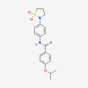 molecular formula C19H22N2O4S B2998914 N-[4-(1,1-dioxo-1,2-thiazolidin-2-yl)phenyl]-4-propan-2-yloxybenzamide CAS No. 946337-73-1