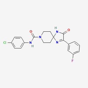 molecular formula C20H18ClFN4O2 B2998915 N-(4-chlorophenyl)-2-(3-fluorophenyl)-3-oxo-1,4,8-triazaspiro[4.5]dec-1-ene-8-carboxamide CAS No. 1185167-75-2