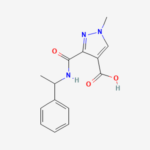 molecular formula C14H15N3O3 B2998919 1-Methyl-3-([(1-phenylethyl)amino]carbonyl)-1H-pyrazole-4-carboxylic acid CAS No. 1006440-84-1