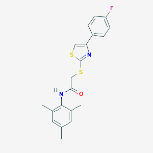 molecular formula C20H19FN2OS2 B299892 2-{[4-(4-fluorophenyl)-1,3-thiazol-2-yl]sulfanyl}-N-mesitylacetamide 