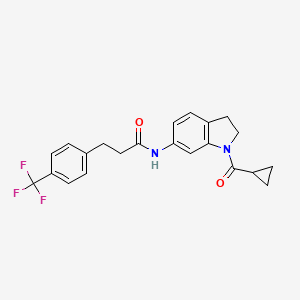 molecular formula C22H21F3N2O2 B2998920 N-(1-(cyclopropanecarbonyl)indolin-6-yl)-3-(4-(trifluoromethyl)phenyl)propanamide CAS No. 1448125-34-5