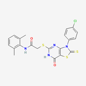 2-((3-(4-chlorophenyl)-7-oxo-2-thioxo-2,3,6,7-tetrahydrothiazolo[4,5-d]pyrimidin-5-yl)thio)-N-(2,6-dimethylphenyl)acetamide