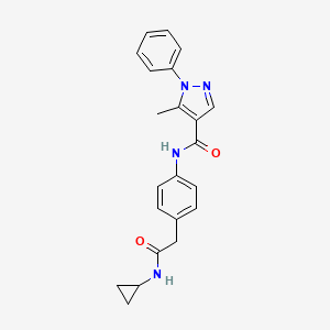 molecular formula C22H22N4O2 B2998927 N-(4-(2-(cyclopropylamino)-2-oxoethyl)phenyl)-5-methyl-1-phenyl-1H-pyrazole-4-carboxamide CAS No. 1286710-22-2