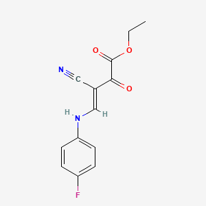 molecular formula C13H11FN2O3 B2998934 3-氰基-4-(4-氟苯胺)-2-氧代-3-丁烯酸乙酯 CAS No. 1164512-67-7