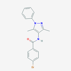 molecular formula C18H16BrN3O B299894 4-bromo-N-(3,5-dimethyl-1-phenyl-1H-pyrazol-4-yl)benzamide 