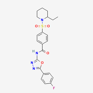 molecular formula C22H23FN4O4S B2998946 4-(2-乙基哌啶-1-基)磺酰基-N-[5-(4-氟苯基)-1,3,4-恶二唑-2-基]苯甲酰胺 CAS No. 533869-68-0