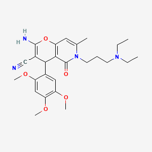 molecular formula C26H34N4O5 B2998954 2-氨基-6-(3-(二乙氨基)丙基)-7-甲基-5-氧代-4-(2,4,5-三甲氧基苯基)-5,6-二氢-4H-吡喃并[3,2-c]吡啶-3-腈 CAS No. 758701-35-8