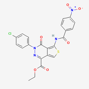 B2998960 Ethyl 3-(4-chlorophenyl)-5-[(4-nitrobenzoyl)amino]-4-oxothieno[3,4-d]pyridazine-1-carboxylate CAS No. 851950-55-5