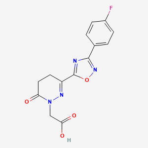 molecular formula C14H11FN4O4 B2998966 [3-[3-(4-fluorophenyl)-1,2,4-oxadiazol-5-yl]-6-oxo-5,6-dihydropyridazin-1(4H)-yl]acetic acid CAS No. 1370598-32-5