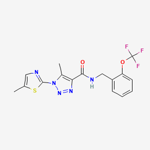 molecular formula C16H14F3N5O2S B2998968 5-甲基-1-(5-甲基噻唑-2-基)-N-(2-(三氟甲氧基)苄基)-1H-1,2,3-三唑-4-甲酰胺 CAS No. 1251576-37-0