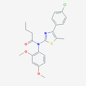 molecular formula C22H23ClN2O3S B299897 N-[4-(4-chlorophenyl)-5-methyl-1,3-thiazol-2-yl]-N-(2,4-dimethoxyphenyl)butanamide 