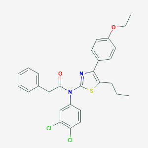 molecular formula C28H26Cl2N2O2S B299899 N-(3,4-dichlorophenyl)-N-[4-(4-ethoxyphenyl)-5-propyl-1,3-thiazol-2-yl]-2-phenylacetamide 