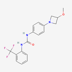 molecular formula C18H18F3N3O2 B2998996 1-(4-(3-Methoxyazetidin-1-yl)phenyl)-3-(2-(trifluoromethyl)phenyl)urea CAS No. 2034423-43-1