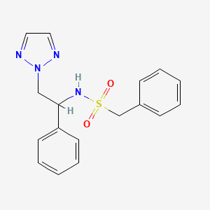 molecular formula C17H18N4O2S B2999001 1-phenyl-N-(1-phenyl-2-(2H-1,2,3-triazol-2-yl)ethyl)methanesulfonamide CAS No. 2320857-25-6