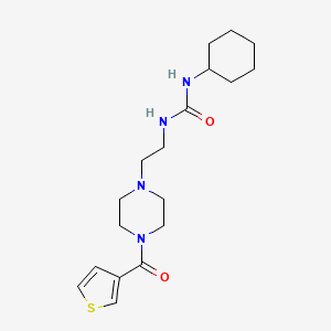 molecular formula C18H28N4O2S B2999005 1-Cyclohexyl-3-(2-(4-(thiophene-3-carbonyl)piperazin-1-yl)ethyl)urea CAS No. 1235307-48-8