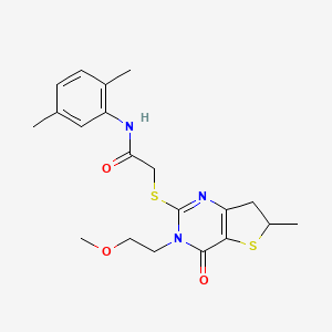 molecular formula C20H25N3O3S2 B2999010 N-(2,5-dimethylphenyl)-2-[[3-(2-methoxyethyl)-6-methyl-4-oxo-6,7-dihydrothieno[3,2-d]pyrimidin-2-yl]sulfanyl]acetamide CAS No. 851410-09-8