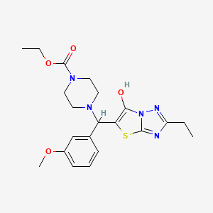Ethyl 4-((2-ethyl-6-hydroxythiazolo[3,2-b][1,2,4]triazol-5-yl)(3-methoxyphenyl)methyl)piperazine-1-carboxylate