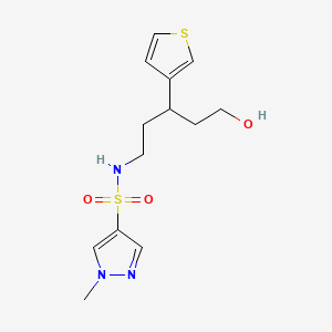 molecular formula C13H19N3O3S2 B2999018 N-(5-hydroxy-3-(thiophen-3-yl)pentyl)-1-methyl-1H-pyrazole-4-sulfonamide CAS No. 2034312-68-8