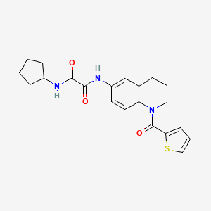 molecular formula C21H23N3O3S B2999019 N-cyclopentyl-N'-[1-(thiophene-2-carbonyl)-3,4-dihydro-2H-quinolin-6-yl]oxamide CAS No. 899983-28-9