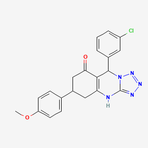 molecular formula C21H18ClN5O2 B2999026 9-(3-氯苯基)-6-(4-甲氧基苯基)-5,6,7,9-四氢四唑并[5,1-b]喹唑啉-8(4H)-酮 CAS No. 923673-76-1