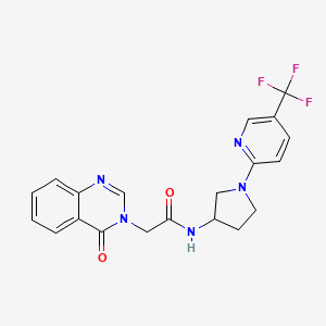 molecular formula C20H18F3N5O2 B2999027 2-(4-oxoquinazolin-3(4H)-yl)-N-(1-(5-(trifluoromethyl)pyridin-2-yl)pyrrolidin-3-yl)acetamide CAS No. 1795493-61-6