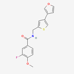molecular formula C17H14FNO3S B2999031 3-Fluoro-N-[[4-(furan-3-yl)thiophen-2-yl]methyl]-4-methoxybenzamide CAS No. 2379997-20-1