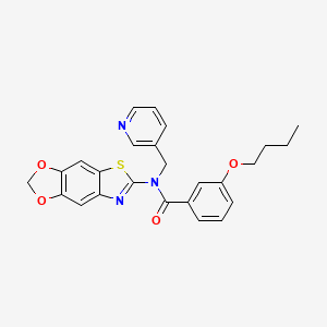 molecular formula C25H23N3O4S B2999037 N-([1,3]dioxolo[4',5':4,5]benzo[1,2-d]thiazol-6-yl)-3-butoxy-N-(pyridin-3-ylmethyl)benzamide CAS No. 922679-93-4