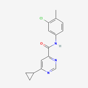 molecular formula C15H14ClN3O B2999038 N-(3-Chloro-4-methylphenyl)-6-cyclopropylpyrimidine-4-carboxamide CAS No. 2415586-12-6