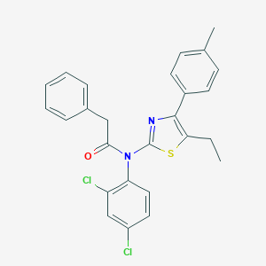 molecular formula C26H22Cl2N2OS B299904 N-(2,4-dichlorophenyl)-N-[5-ethyl-4-(4-methylphenyl)-1,3-thiazol-2-yl]-2-phenylacetamide 