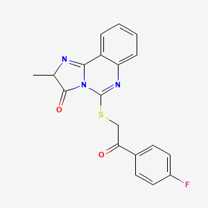 molecular formula C19H14FN3O2S B2999042 5-[2-(4-氟苯基)-2-氧代乙基]硫代-2-甲基-2H-咪唑并[1,2-c]喹唑啉-3-酮 CAS No. 958613-97-3