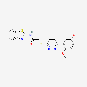 molecular formula C21H18N4O3S2 B2999047 N-(benzo[d]thiazol-2-yl)-2-((6-(2,5-dimethoxyphenyl)pyridazin-3-yl)thio)acetamide CAS No. 899968-63-9
