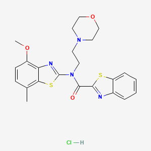 molecular formula C23H25ClN4O3S2 B2999049 N-(4-methoxy-7-methylbenzo[d]thiazol-2-yl)-N-(2-morpholinoethyl)benzo[d]thiazole-2-carboxamide hydrochloride CAS No. 1330394-70-1