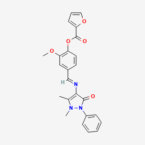 molecular formula C24H21N3O5 B2999050 [4-[(1,5-Dimethyl-3-oxo-2-phenylpyrazol-4-yl)iminomethyl]-2-methoxyphenyl] furan-2-carboxylate CAS No. 326883-05-0