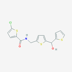 molecular formula C15H12ClNO2S3 B2999051 5-chloro-N-((5-(hydroxy(thiophen-2-yl)methyl)thiophen-2-yl)methyl)thiophene-2-carboxamide CAS No. 1421516-25-7
